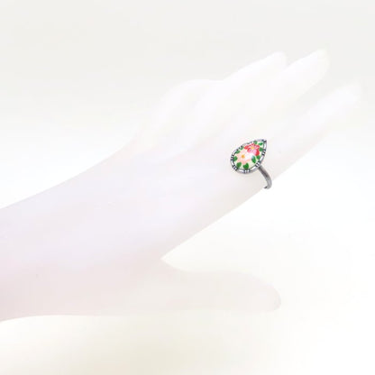 ANNA SUI アナスイ 花柄 リング 指輪 10号 シルバーメッキ/293547【中古】【BJ】