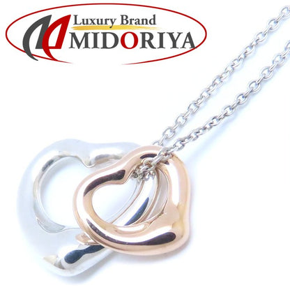 TIFFANY&Co. ティファニー ダブルオープンハート ネックレス エルサペレッティ シルバー925xK18PG ピンクゴールド /293787【中古】【BJ】