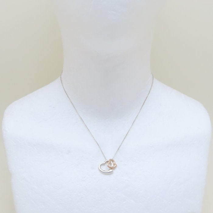 TIFFANY&Co. ティファニー ダブルオープンハート ネックレス エルサペレッティ シルバー925xK18PG ピンクゴールド /293787【中古】【BJ】