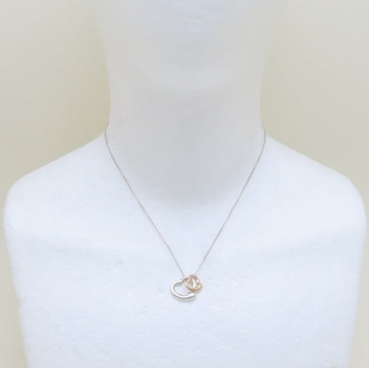 TIFFANY&Co. ティファニー ダブルオープンハート ネックレス エルサペレッティ シルバー925xK18PG ピンクゴールド /293787【中古】【BJ】