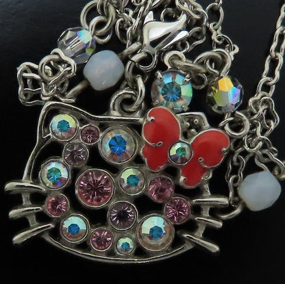 ANNA SUI アナスイ ハローキティ ネックレス ラインストーン シルバーメッキ レディース/293819【中古】【BJ】