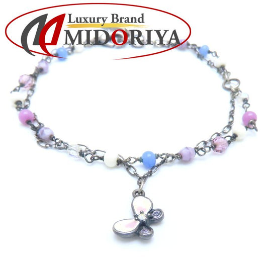 ANNA SUI アナスイ バタフライ ブレスレット ラインストーン 蝶モチーフ シルバーメッキ/293826【中古】【BJ】