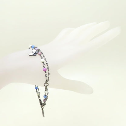 ANNA SUI アナスイ バタフライ ブレスレット ラインストーン 蝶モチーフ シルバーメッキ/293826【中古】【BJ】