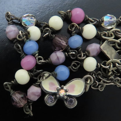 ANNA SUI アナスイ バタフライ ブレスレット ラインストーン 蝶モチーフ シルバーメッキ/293826【中古】【BJ】