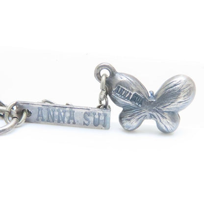 ANNA SUI アナスイ バタフライ ブレスレット ラインストーン 蝶モチーフ シルバーメッキ/293826【中古】【BJ】