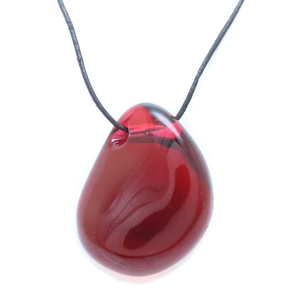 Baccarat バカラ クリスタル ネックレス レッド 赤 K18YG イエローゴールドxレザー /293963【中古】【BJ】
