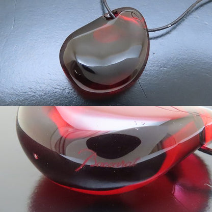 Baccarat バカラ クリスタル ネックレス レッド 赤 K18YG イエローゴールドxレザー /293963【中古】【BJ】