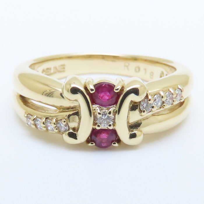 CELINE セリーヌ リング 指輪 ルビー0.18ct ダイヤモンド0.10ct 11.5号 K18YG イエローゴールド レディース/294211【中古】【BJ】