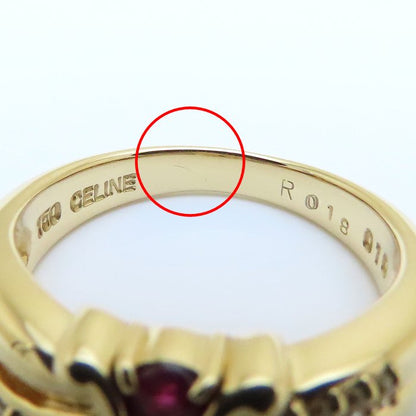 CELINE セリーヌ リング 指輪 ルビー0.18ct ダイヤモンド0.10ct 11.5号 K18YG イエローゴールド レディース/294211【中古】【BJ】