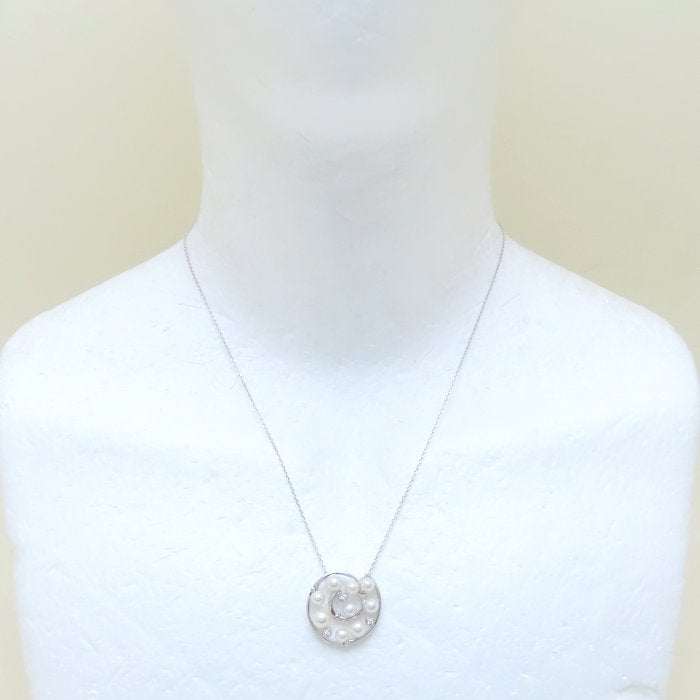 TASAKI 田崎真珠 パール ネックレス 真珠 ダイヤモンド K18WG ホワイトゴールド レディース/294274【中古】【BJ】
