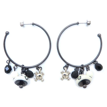ANNA SUI アナスイ フープ ピアス キノコモチーフ ラインストーン シルバーメッキ レディース/294378【中古】【BJ】