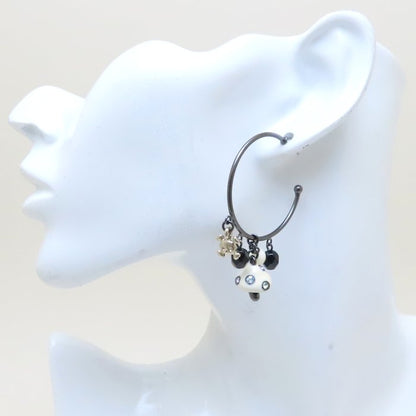 ANNA SUI アナスイ フープ ピアス キノコモチーフ ラインストーン シルバーメッキ レディース/294378【中古】【BJ】