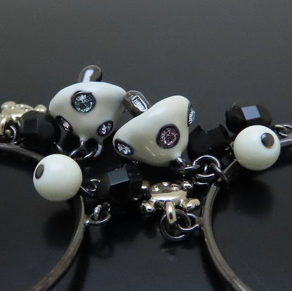 ANNA SUI アナスイ フープ ピアス キノコモチーフ ラインストーン シルバーメッキ レディース/294378【中古】【BJ】