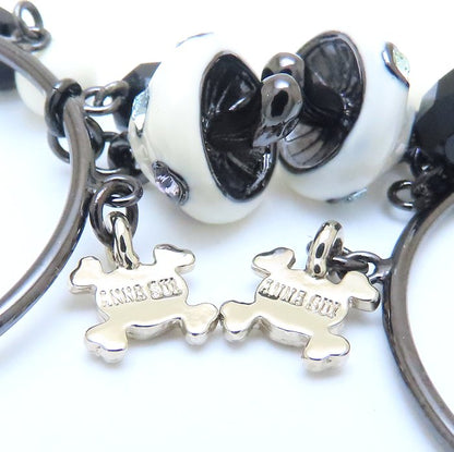 ANNA SUI アナスイ フープ ピアス キノコモチーフ ラインストーン シルバーメッキ レディース/294378【中古】【BJ】