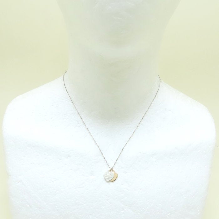 TIFFANY&Co. ティファニー リターントゥティファニー ダブルハートタグ ネックレス ミニ シルバー925xK18RG ローズゴールド レディース/294411【中古】【BJ】