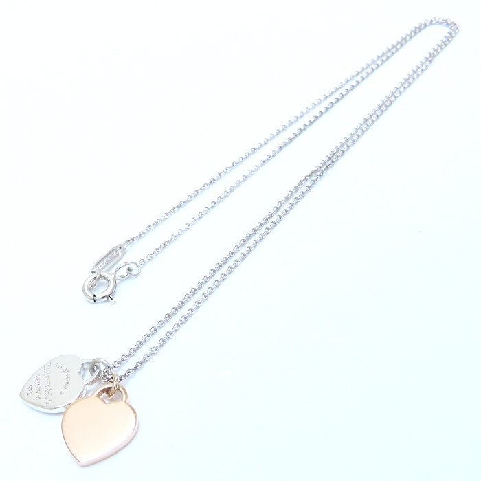 TIFFANY&Co. ティファニー リターントゥティファニー ダブルハートタグ ネックレス ミニ シルバー925xK18RG ローズゴールド レディース/294411【中古】【BJ】