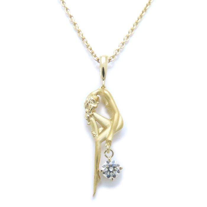 Carrera y Carrera カレライカレラ ネックレス 女性モチーフ 一粒ダイヤモンド K18YG イエローゴールド レディース/294537【中古】【BJ】