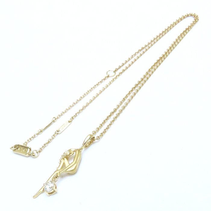 Carrera y Carrera カレライカレラ ネックレス 女性モチーフ 一粒ダイヤモンド K18YG イエローゴールド レディース/294537【中古】【BJ】