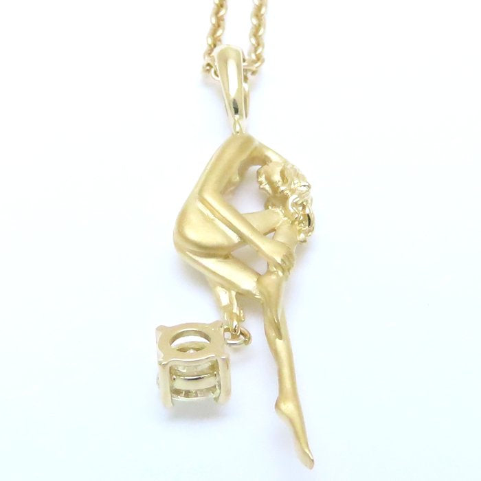 Carrera y Carrera カレライカレラ ネックレス 女性モチーフ 一粒ダイヤモンド K18YG イエローゴールド レディース/294537【中古】【BJ】