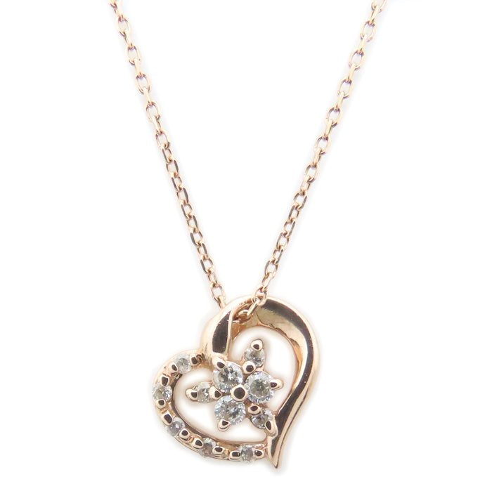 4℃ ヨンドシー ハート ネックレス 2011年クリスマス限定 ダイヤモンド K10PG ピンクゴールド レディース/294661【中古】【BJ】
