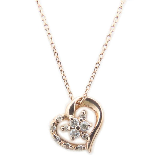4℃ ヨンドシー ハート ネックレス 2011年クリスマス限定 ダイヤモンド K10PG ピンクゴールド レディース/294661【中古】【BJ】