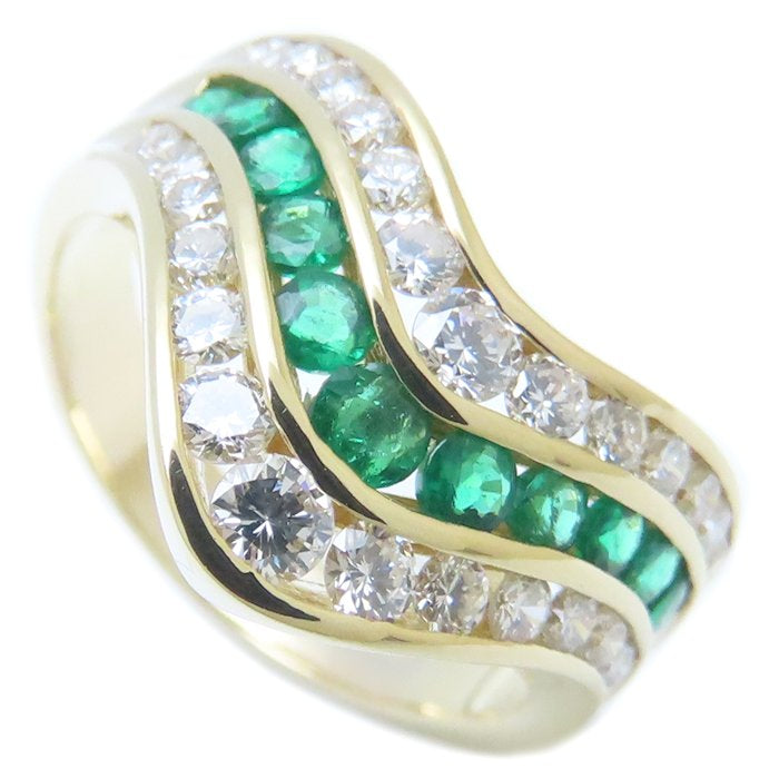 GAINS BOROUGH ゲインズボロー リング 指輪 エメラルド0.53ct ダイヤモンド0.74ct 14号 K18YG イエローゴールド レディース/294693【中古】【BJ】