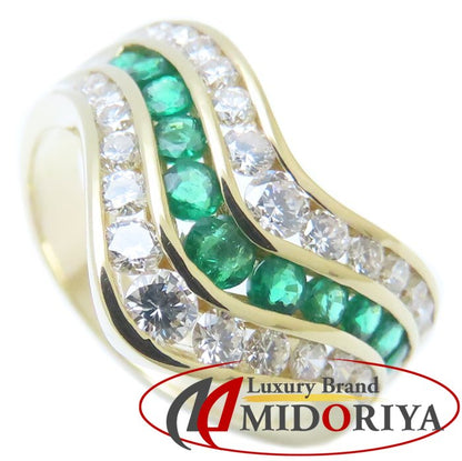 GAINS BOROUGH ゲインズボロー リング 指輪 エメラルド0.53ct ダイヤモンド0.74ct 14号 K18YG イエローゴールド レディース/294693【中古】【BJ】