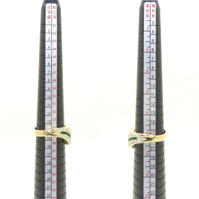 GAINS BOROUGH ゲインズボロー リング 指輪 エメラルド0.53ct ダイヤモンド0.74ct 14号 K18YG イエローゴールド レディース/294693【中古】【BJ】