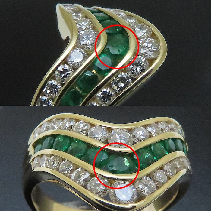 GAINS BOROUGH ゲインズボロー リング 指輪 エメラルド0.53ct ダイヤモンド0.74ct 14号 K18YG イエローゴールド レディース/294693【中古】【BJ】