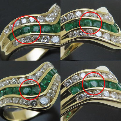 GAINS BOROUGH ゲインズボロー リング 指輪 エメラルド0.53ct ダイヤモンド0.74ct 14号 K18YG イエローゴールド レディース/294693【中古】【BJ】