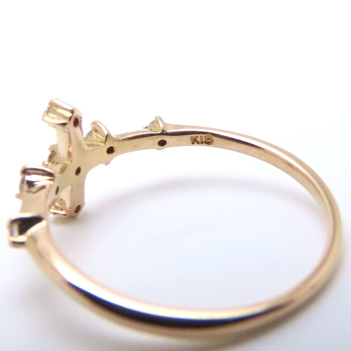 23区 ダイヤモンド リング 指輪 ダイヤモンド0.13ct 11号 クロスモチーフ K18PG ピンクゴールド レディース/294790【中古】【BJ】