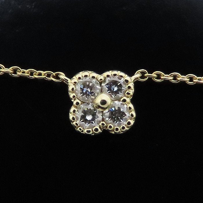Ponte Vecchio ポンテヴェキオ ダイヤモンド ネックレス フラワーモチーフ ダイヤモンド0.14ct K18YG イエローゴールド レディース/294836【中古】【BJ】