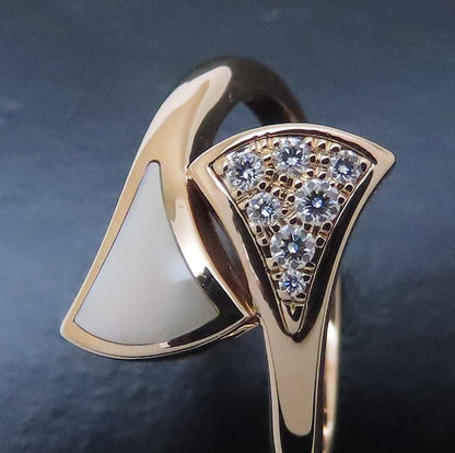 BVLGARI ブルガリ ディーヴァドリーム リング 指輪 マザーオブパール ダイヤモンド #53 12.5号 K18PG ピンクゴールド レディース/294855【中古】【BJ】