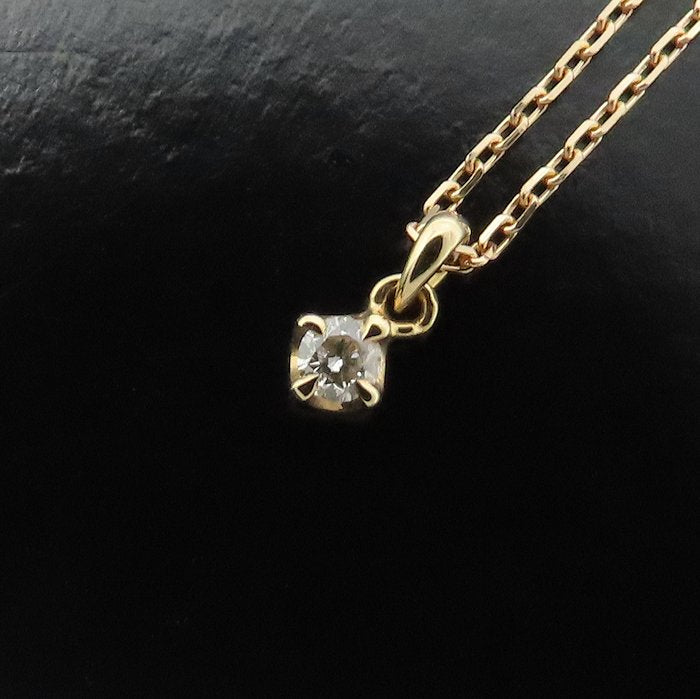 agete アガット ダイヤモンド ネックレス ダイヤモンド0.03ct K18PG ピンクゴールド レディース/295001【中古】【BJ】
