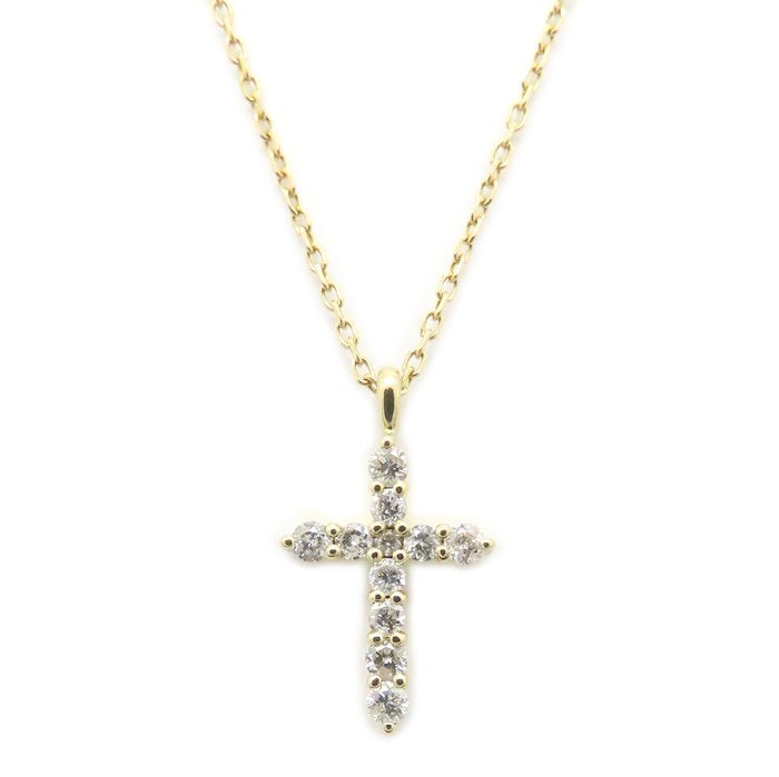 4℃ ヨンドシー ダイヤモンド クロス ネックレス K18YG イエローゴールド レディース/295017【中古】【BJ】