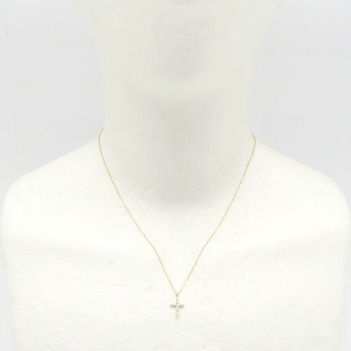 4℃ ヨンドシー ダイヤモンド クロス ネックレス K18YG イエローゴールド レディース/295017【中古】【BJ】