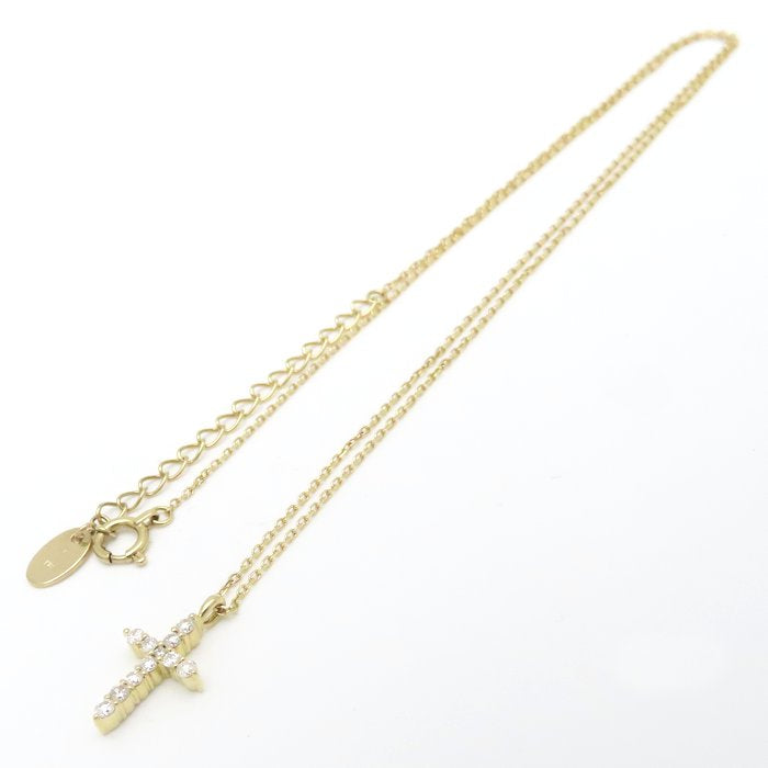 4℃ ヨンドシー ダイヤモンド クロス ネックレス K18YG イエローゴールド レディース/295017【中古】【BJ】