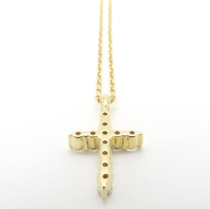 4℃ ヨンドシー ダイヤモンド クロス ネックレス K18YG イエローゴールド レディース/295017【中古】【BJ】