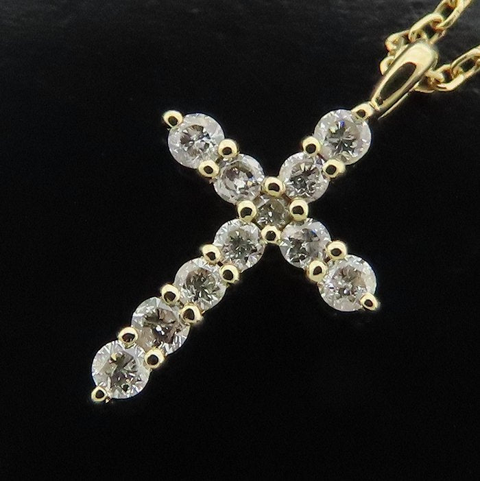 4℃ ヨンドシー ダイヤモンド クロス ネックレス K18YG イエローゴールド レディース/295017【中古】【BJ】