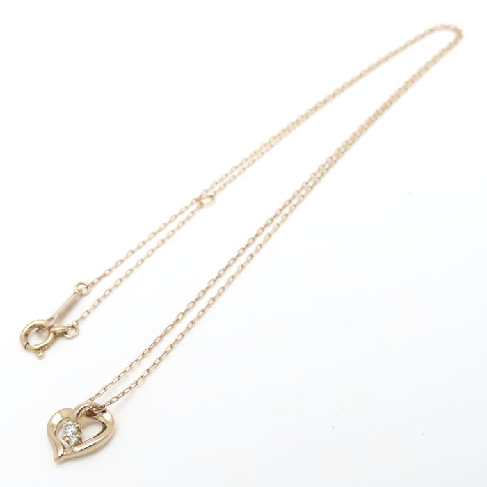4℃ ヨンドシー ハート ネックレス ダイヤモンド K18PG ピンクゴールド レディース/295018【中古】【BJ】
