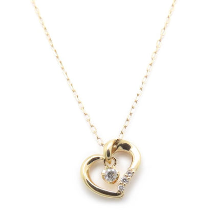 4℃ ヨンドシー オープンハート ネックレス ダイヤモンド K18YG イエローゴールド レディース/295071【中古】【BJ】