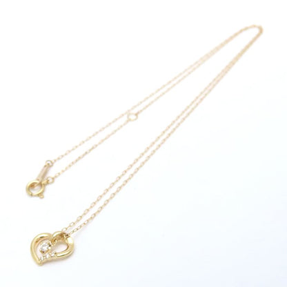 4℃ ヨンドシー オープンハート ネックレス ダイヤモンド K18YG イエローゴールド レディース/295071【中古】【BJ】