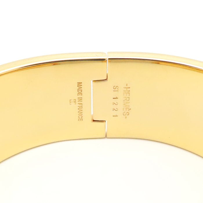 HERMES エルメス クリッククラック H バングル ラージ ベージュ GP ゴールドメッキxエナメル レディース /295087【中古】【BJ】