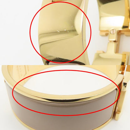 HERMES エルメス クリッククラック H バングル ラージ ベージュ GP ゴールドメッキxエナメル レディース /295087【中古】【BJ】