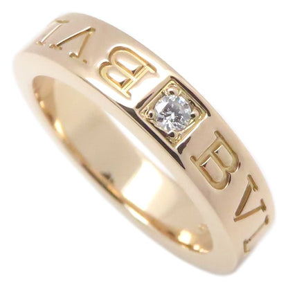 BVLGARI ブルガリ ダブルロゴ リング 指輪 1Pダイヤモンド 8号 K18PG ピンクゴールド レディース/295117【中古】【BJ】