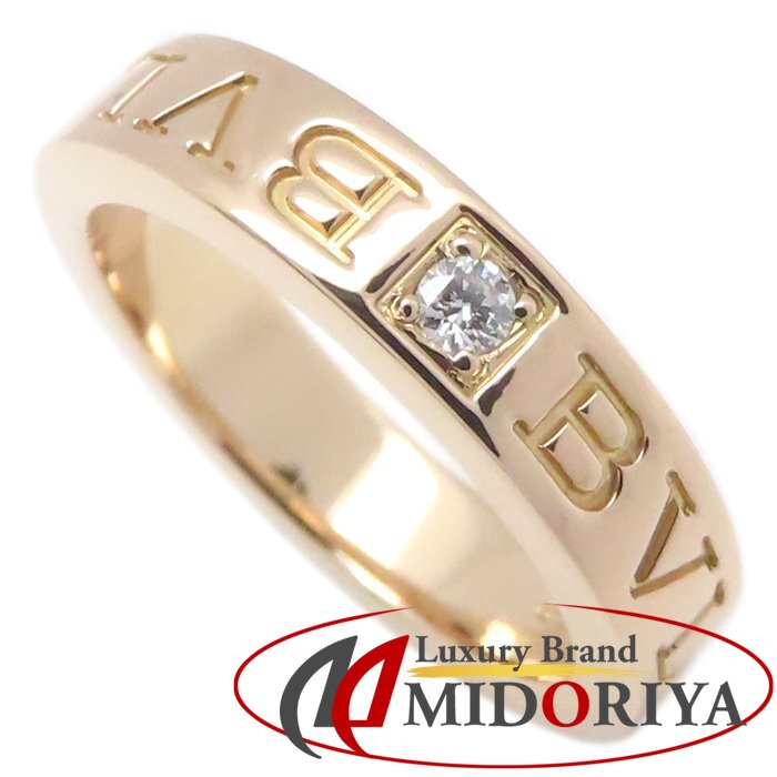 BVLGARI ブルガリ ダブルロゴ リング 指輪 1Pダイヤモンド 8号 K18PG ピンクゴールド レディース/295117【中古】【BJ】