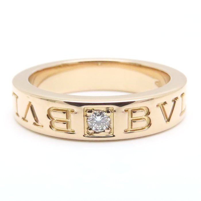 BVLGARI ブルガリ ダブルロゴ リング 指輪 1Pダイヤモンド 8号 K18PG ピンクゴールド レディース/295117【中古】【BJ】