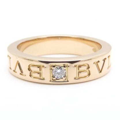 BVLGARI ブルガリ ダブルロゴ リング 指輪 1Pダイヤモンド 8号 K18PG ピンクゴールド レディース/295117【中古】【BJ】