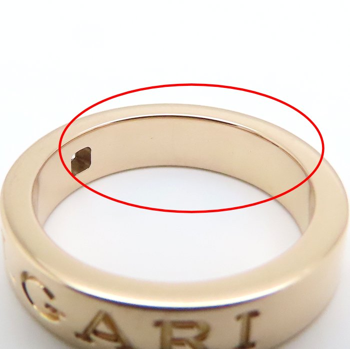 BVLGARI ブルガリ ダブルロゴ リング 指輪 1Pダイヤモンド 8号 K18PG ピンクゴールド レディース/295117【中古】【BJ】