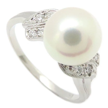 MIKIMOTO ミキモト パール リング 指輪 真珠9.1ミリ ダイヤモンド 17号 Pt950プラチナ レディース/295125【中古】【BJ】